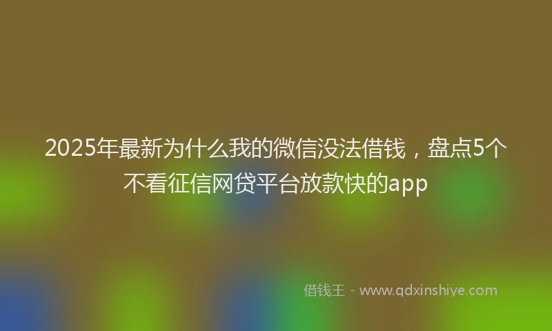 2025年最新为什么我的微信没法借钱，盘点5个不看征信网贷平台放款快的app
