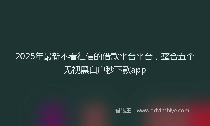 2025年最新不看征信的借款平台平台，整合五个无视黑白户秒下款app