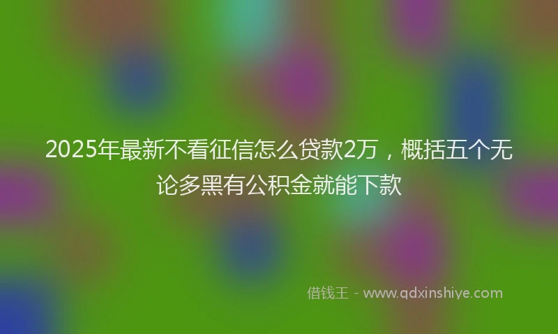 2025年最新不看征信怎么贷款2万，概括五个无论多黑有公积金就能下款