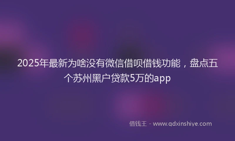 2025年最新为啥没有微信借呗借钱功能，盘点五个苏州黑户贷款5万的app