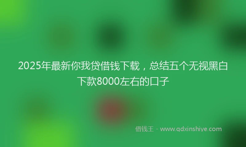 2025年最新你我贷借钱下载，总结五个无视黑白下款8000左右的口子