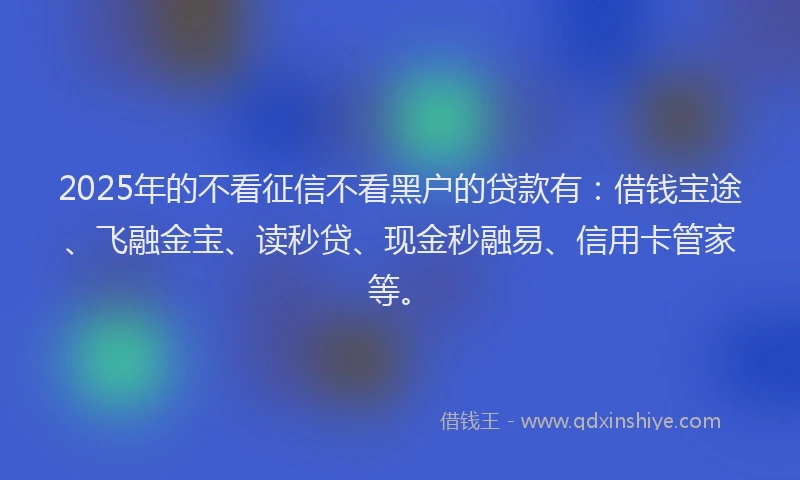 2025年的不看征信不看黑户的贷款有：借钱宝途、飞融金宝、读秒贷、现金秒融易、信用卡管家等。