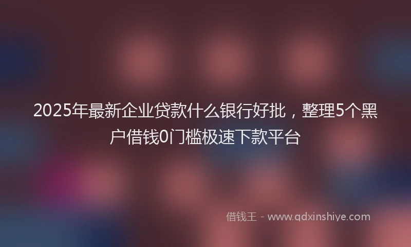 2025年最新企业贷款什么银行好批，整理5个黑户借钱0门槛极速下款平台