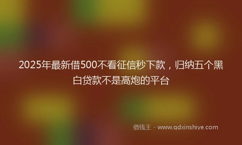 2025年最新借500不看征信秒下款，归纳五个黑白贷款不是高炮的平台