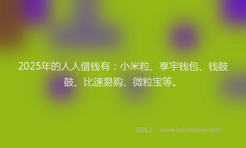 2025年的人人借钱有：小米粒、享宇钱包、钱鼓鼓、比速易购、微粒宝等。
