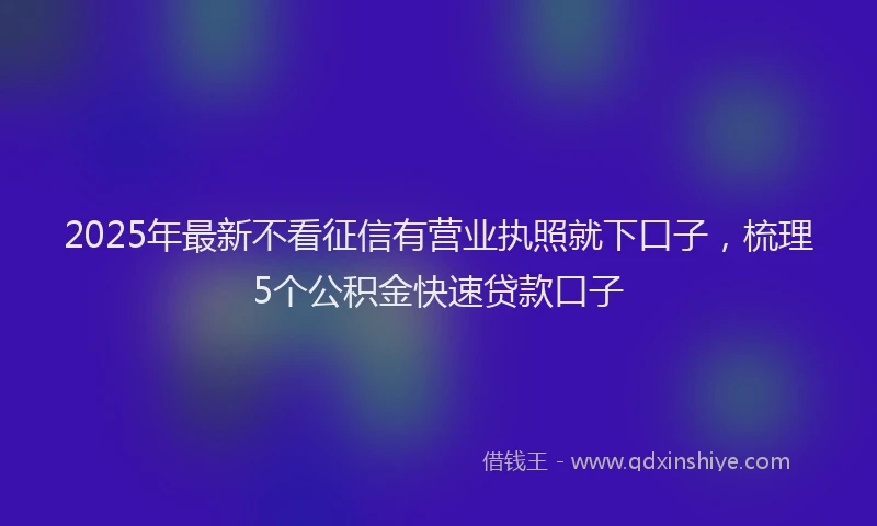 2025年最新不看征信有营业执照就下口子，梳理5个公积金快速贷款口子