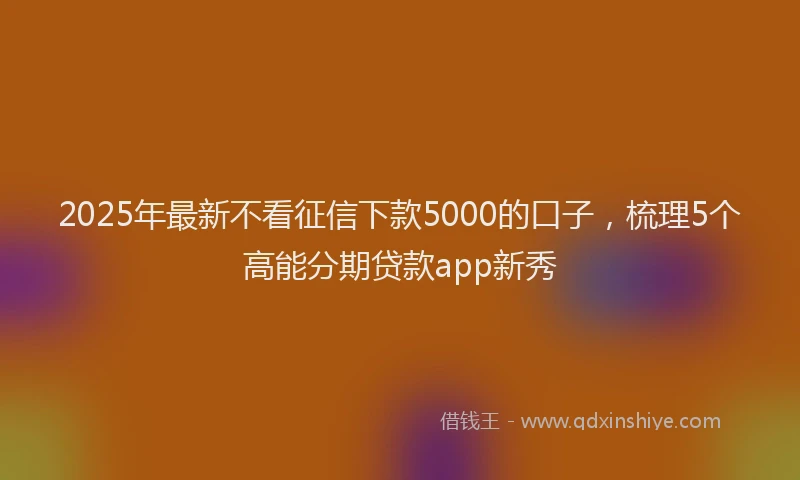 2025年最新不看征信下款5000的口子，梳理5个高能分期贷款app新秀