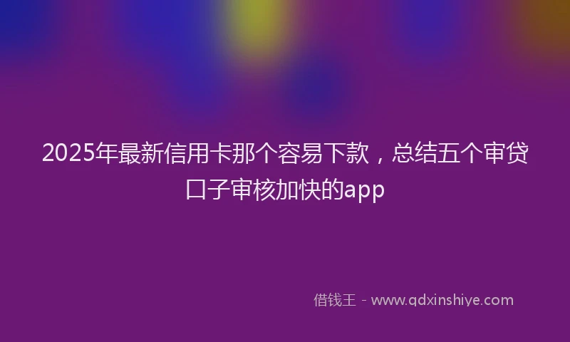 2025年最新信用卡那个容易下款，总结五个审贷口子审核加快的app