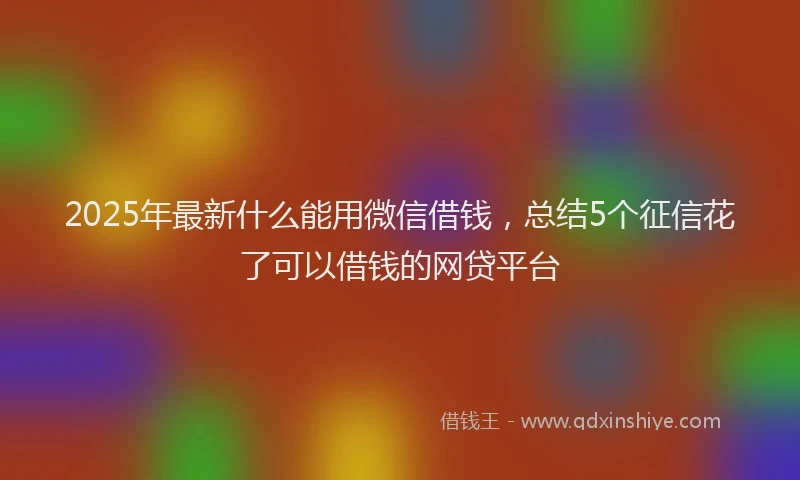 2025年最新什么能用微信借钱，总结5个征信花了可以借钱的网贷平台