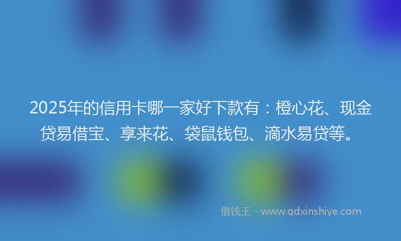2025年的信用卡哪一家好下款有：橙心花、现金贷易借宝、享来花、袋鼠钱包、滴水易贷等。