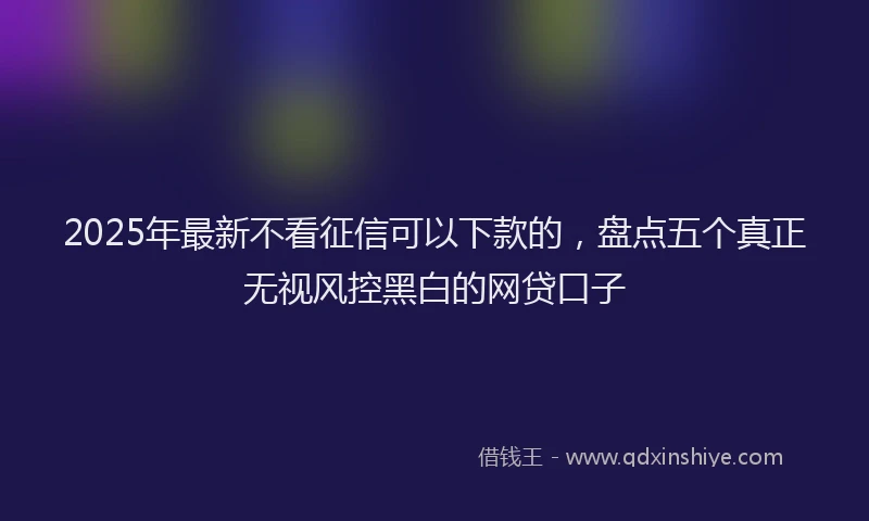 2025年最新不看征信可以下款的，盘点五个真正无视风控黑白的网贷口子