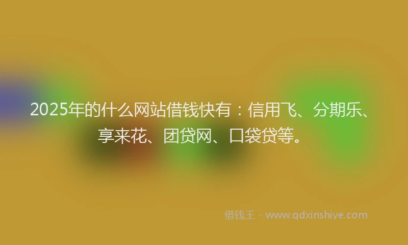 2025年的什么网站借钱快有：信用飞、分期乐、享来花、团贷网、口袋贷等。