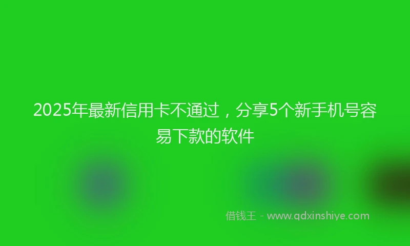 2025年最新信用卡不通过，分享5个新手机号容易下款的软件