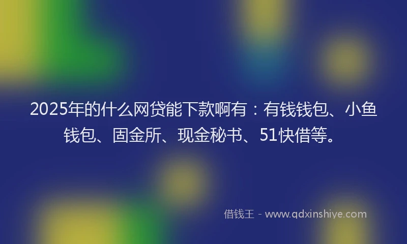 2025年的什么网贷能下款啊有：有钱钱包、小鱼钱包、固金所、现金秘书、51快借等。