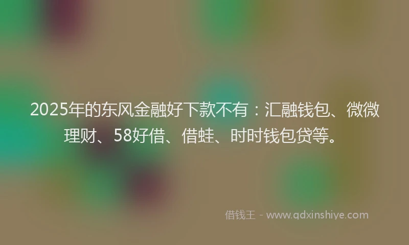2025年的东风金融好下款不有：汇融钱包、微微理财、58好借、借蛙、时时钱包贷等。