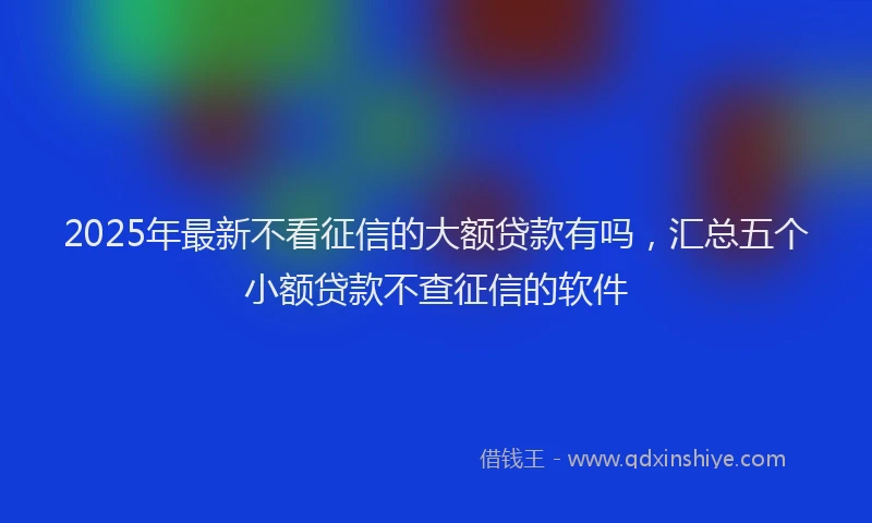 2025年最新不看征信的大额贷款有吗，汇总五个小额贷款不查征信的软件