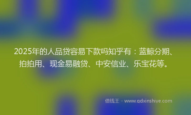 2025年的人品贷容易下款吗知乎有：蓝鲸分期、拍拍用、现金易融贷、中安信业、乐宝花等。
