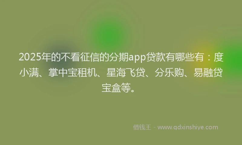 2025年的不看征信的分期app贷款有哪些有：度小满、掌中宝租机、星海飞贷、分乐购、易融贷宝盒等。
