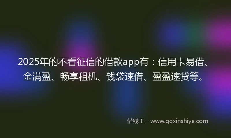2025年的不看征信的借款app有：信用卡易借、金满盈、畅享租机、钱袋速借、盈盈速贷等。
