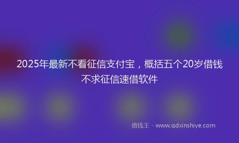 2025年最新不看征信支付宝，概括五个20岁借钱不求征信速借软件