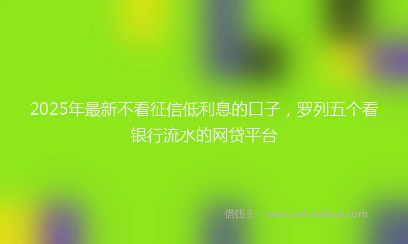 2025年最新不看征信低利息的口子，罗列五个看银行流水的网贷平台