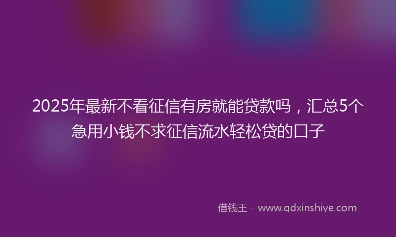 2025年最新不看征信有房就能贷款吗，汇总5个急用小钱不求征信流水轻松贷的口子