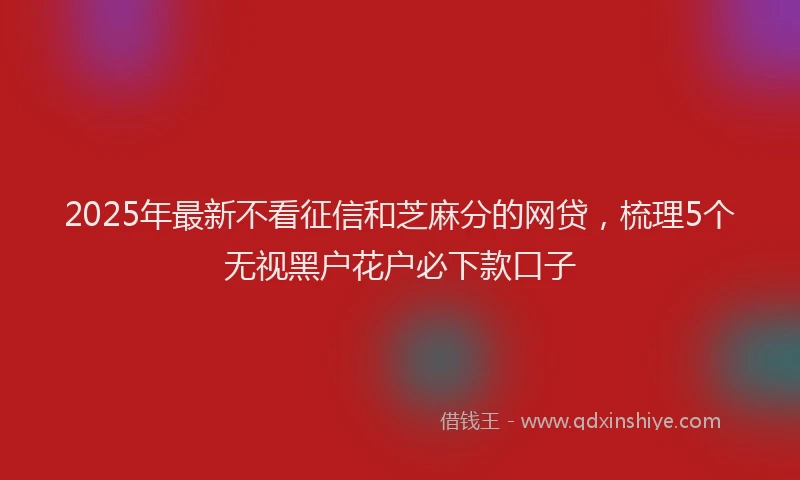 2025年最新不看征信和芝麻分的网贷，梳理5个无视黑户花户必下款口子