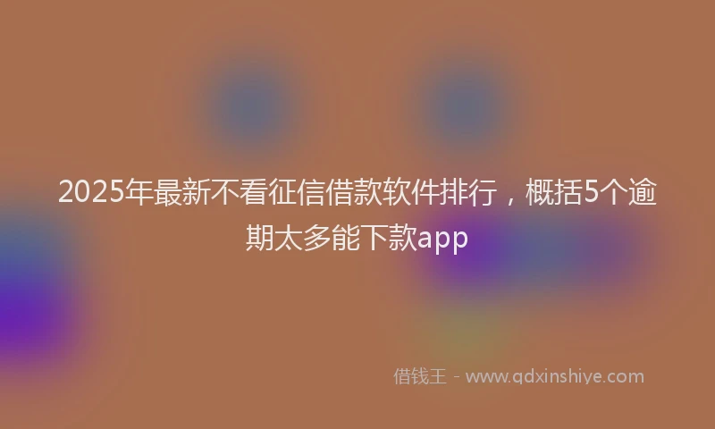 2025年最新不看征信借款软件排行，概括5个逾期太多能下款app