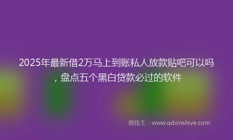 2025年最新借2万马上到账私人放款贴吧可以吗，盘点五个黑白贷款必过的软件