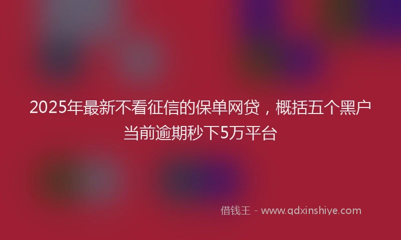 2025年最新不看征信的保单网贷，概括五个黑户当前逾期秒下5万平台