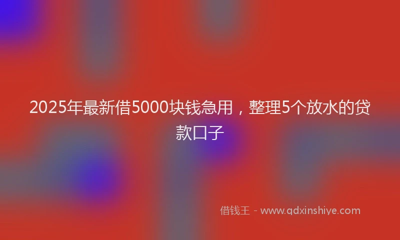 2025年最新借5000块钱急用，整理5个放水的贷款口子