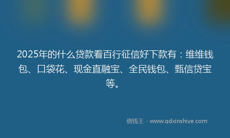 2025年的什么贷款看百行征信好下款有：维维钱包、口袋花、现金直融宝、全民钱包、甄信贷宝等。