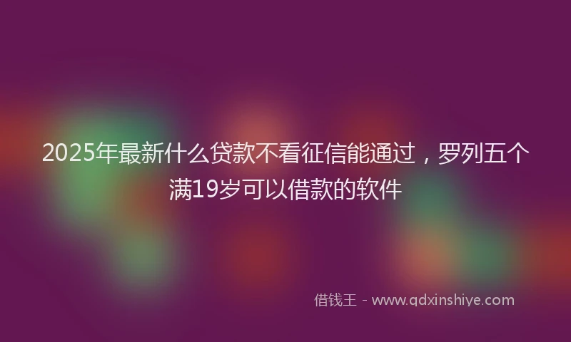 2025年最新什么贷款不看征信能通过，罗列五个满19岁可以借款的软件