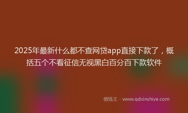 2025年最新什么都不查网贷app直接下款了，概括五个不看征信无视黑白百分百下款软件