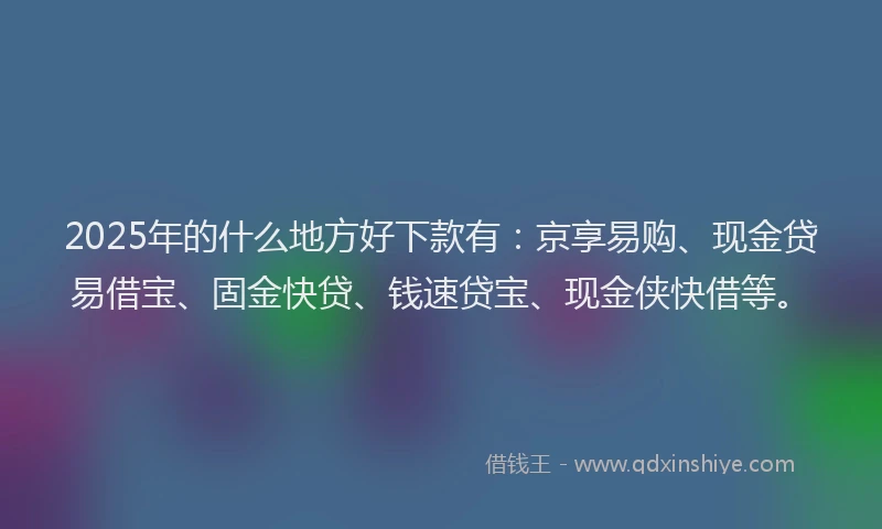 2025年的什么地方好下款有：京享易购、现金贷易借宝、固金快贷、钱速贷宝、现金侠快借等。