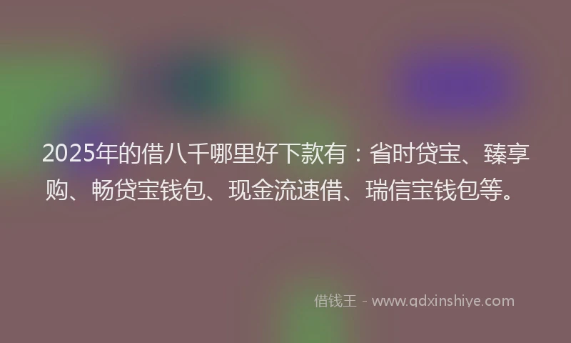 2025年的借八千哪里好下款有：省时贷宝、臻享购、畅贷宝钱包、现金流速借、瑞信宝钱包等。