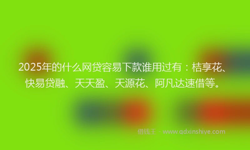 2025年的什么网贷容易下款谁用过有：桔享花、快易贷融、天天盈、天源花、阿凡达速借等。