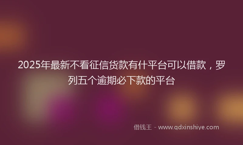 2025年最新不看征信货款有什平台可以借款，罗列五个逾期必下款的平台