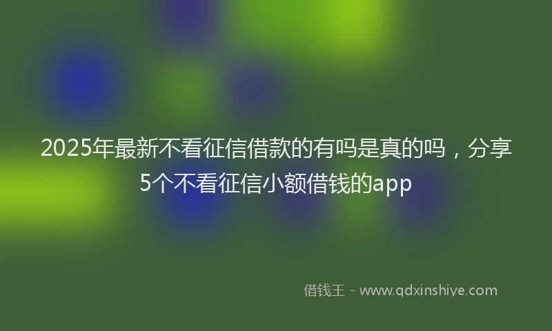 2025年最新不看征信借款的有吗是真的吗，分享5个不看征信小额借钱的app