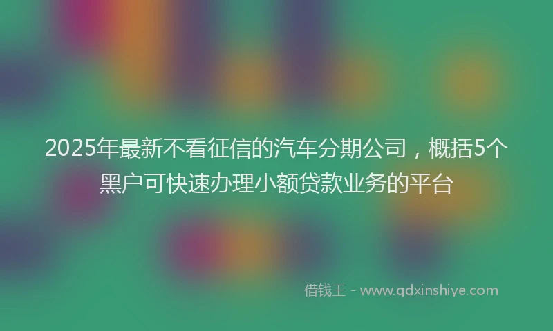2025年最新不看征信的汽车分期公司，概括5个黑户可快速办理小额贷款业务的平台
