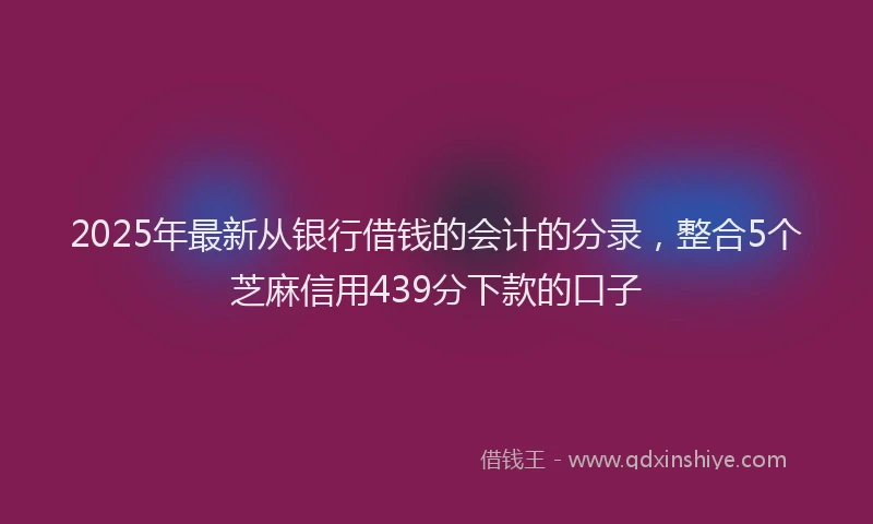 2025年最新从银行借钱的会计的分录，整合5个芝麻信用439分下款的口子