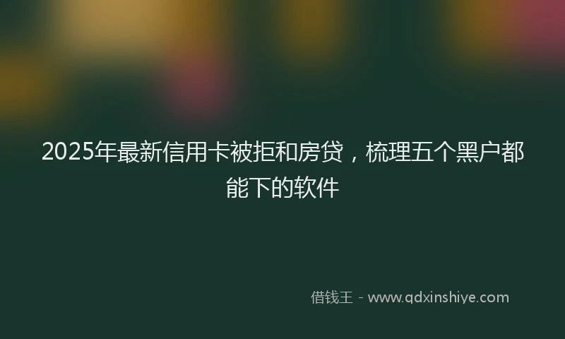 2025年最新信用卡被拒和房贷，梳理五个黑户都能下的软件