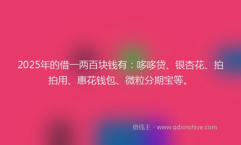2025年的借一两百块钱有：哆哆贷、银杏花、拍拍用、惠花钱包、微粒分期宝等。