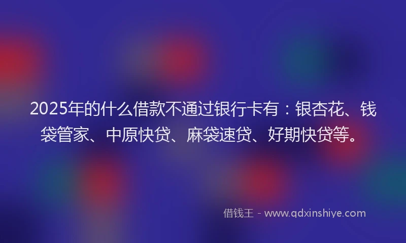 2025年的什么借款不通过银行卡有：银杏花、钱袋管家、中原快贷、麻袋速贷、好期快贷等。