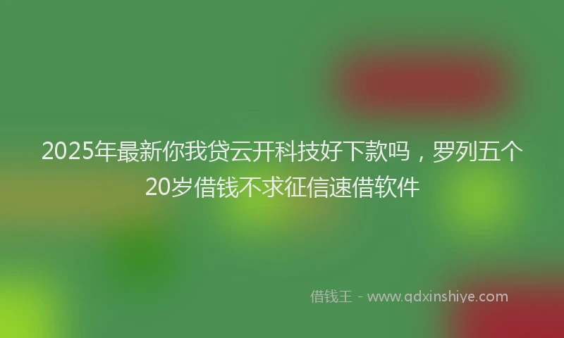 2025年最新你我贷云开科技好下款吗，罗列五个20岁借钱不求征信速借软件