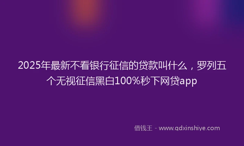 2025年最新不看银行征信的贷款叫什么，罗列五个无视征信黑白100%秒下网贷app