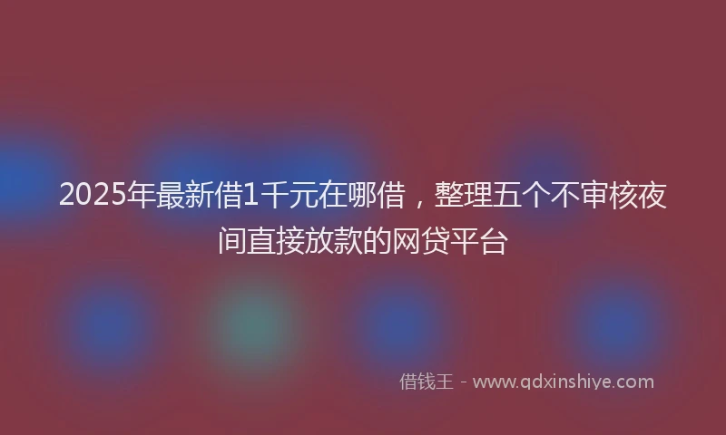 2025年最新借1千元在哪借，整理五个不审核夜间直接放款的网贷平台