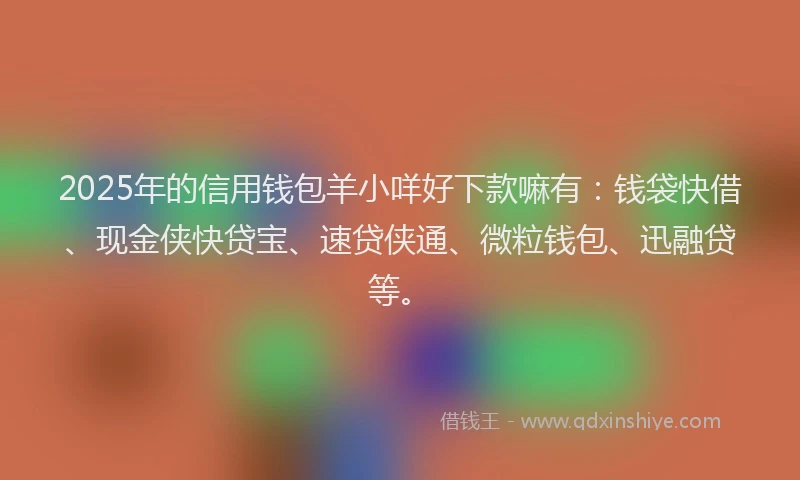 2025年的信用钱包羊小咩好下款嘛有：钱袋快借、现金侠快贷宝、速贷侠通、微粒钱包、迅融贷等。