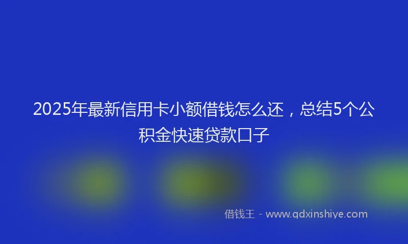 2025年最新信用卡小额借钱怎么还，总结5个公积金快速贷款口子