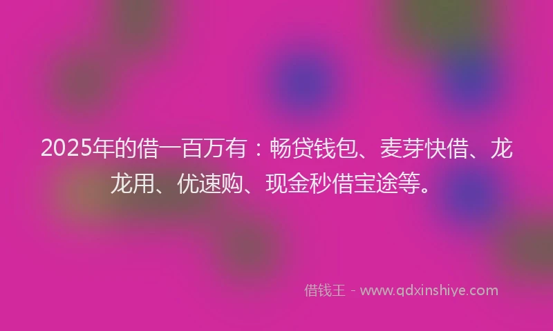 2025年的借一百万有：畅贷钱包、麦芽快借、龙龙用、优速购、现金秒借宝途等。